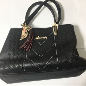Aimily Black Leather Hand and Shoulder Purse